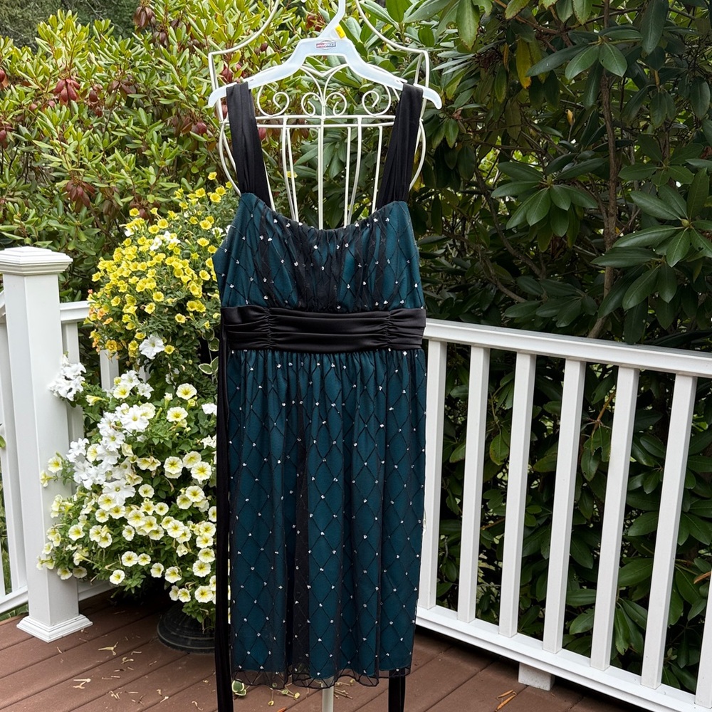 Iz Byer Teal and Black Kids Formal Dress